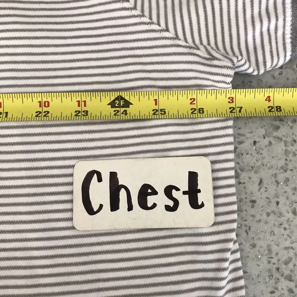 Banana Republic Gray White Striped Collared Short Sleeve Polo Shirt Mens XXL